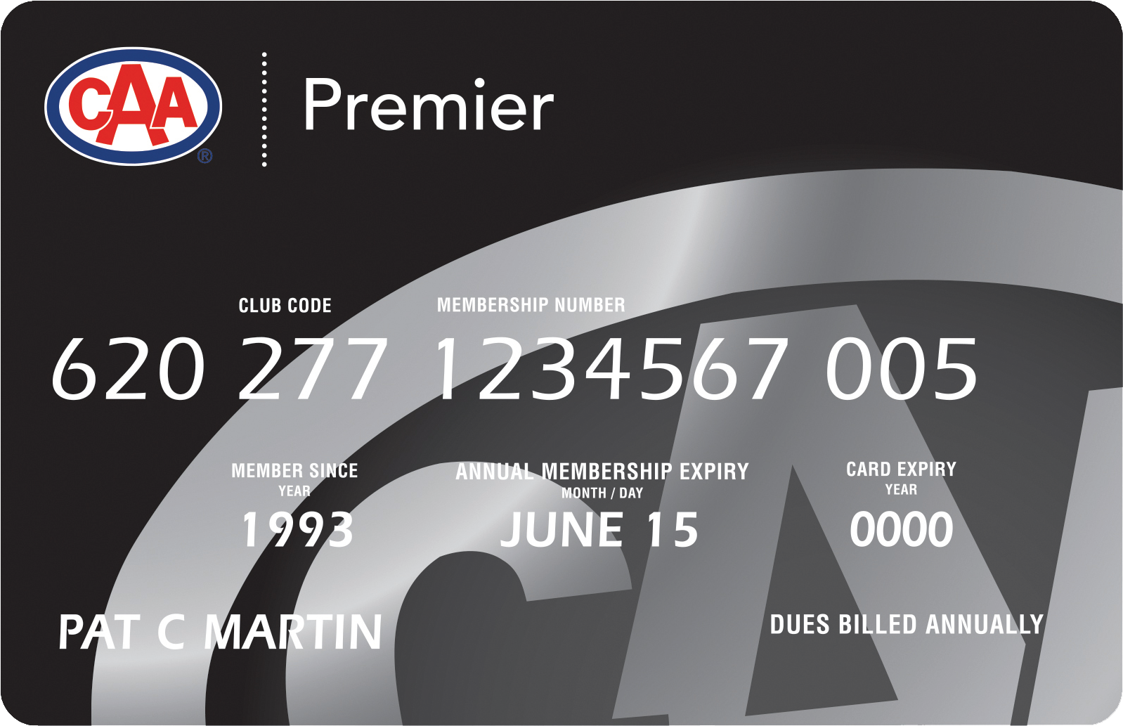 Image of a Premier CAA Membership card