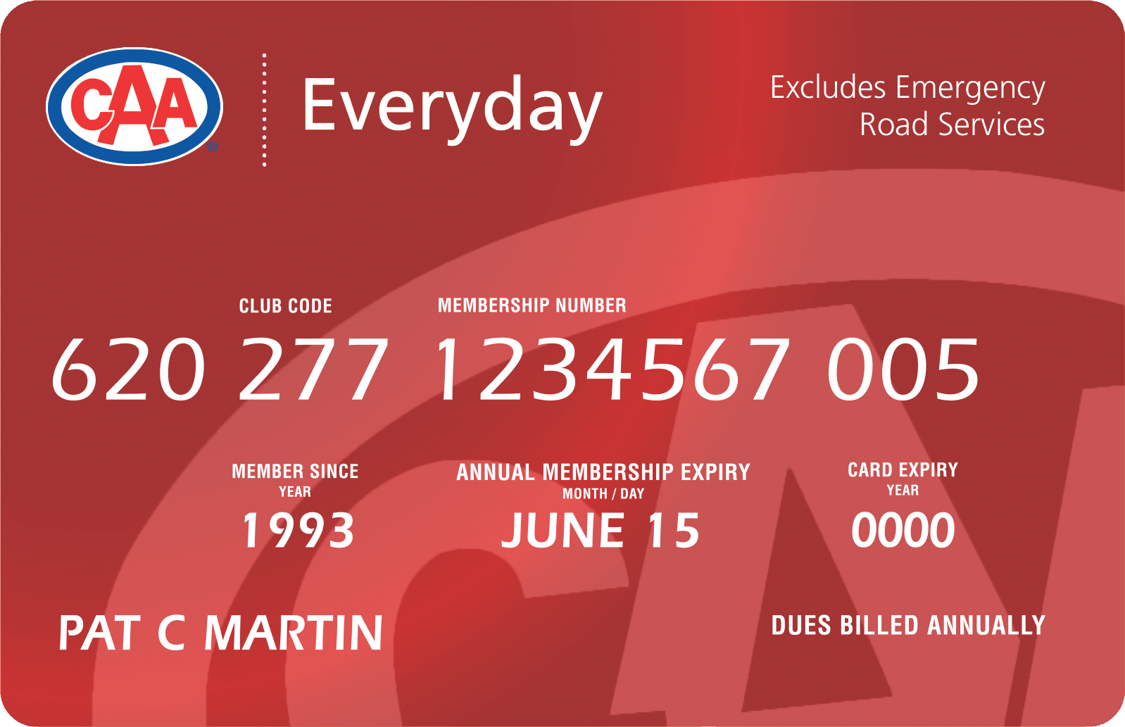 Image of a Everyday CAA Membership card